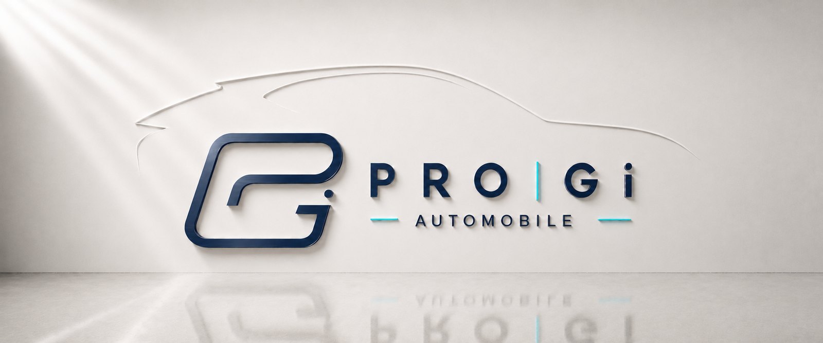 Logo PROGi Automobile en showroom